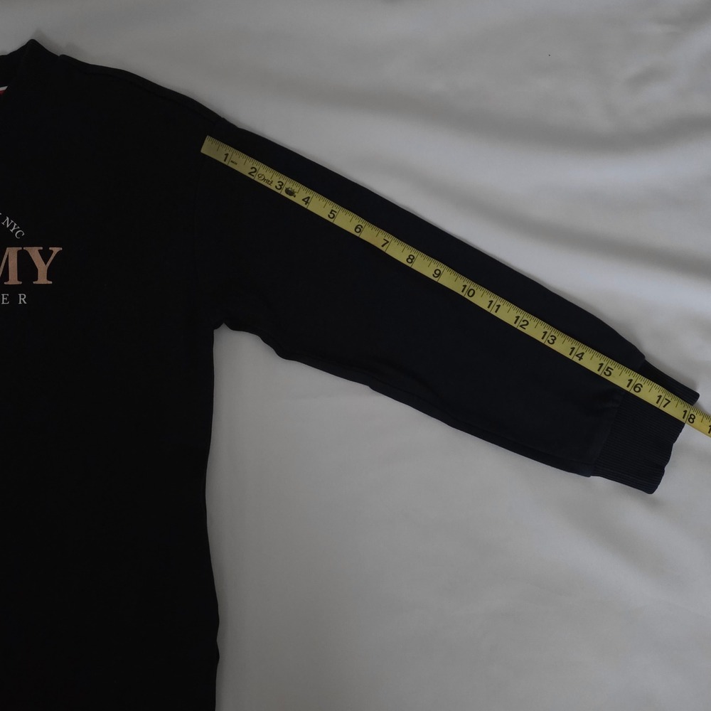 Tommy Hilfiger Girls' Brand Logo Mini Sweatshirt Dress, Navy Blue Size L (12-14) - Picture 8 of 13